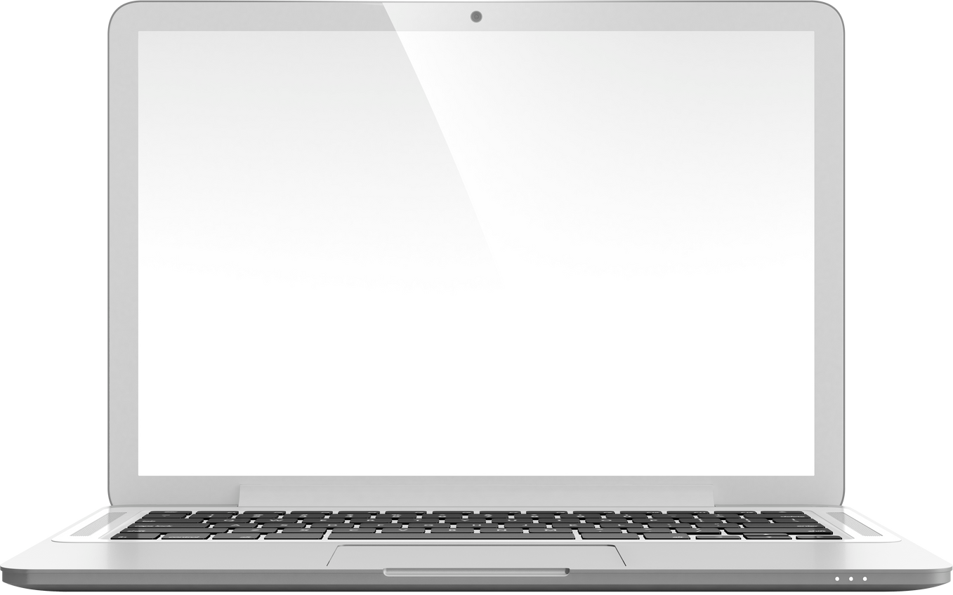 3D Image of Modern Laptop with Blank Screen Isolated on White Background